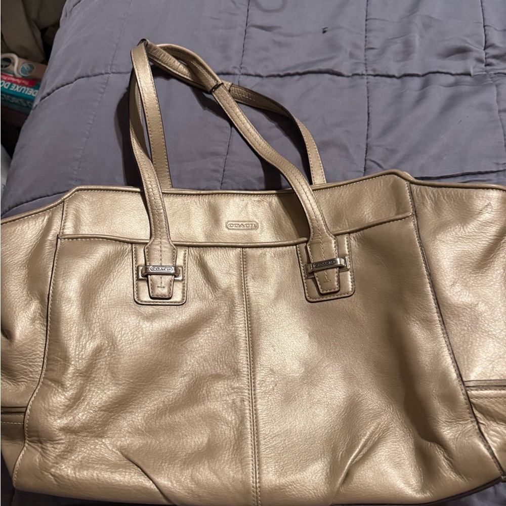Coach Gold Metallic Leather Tote